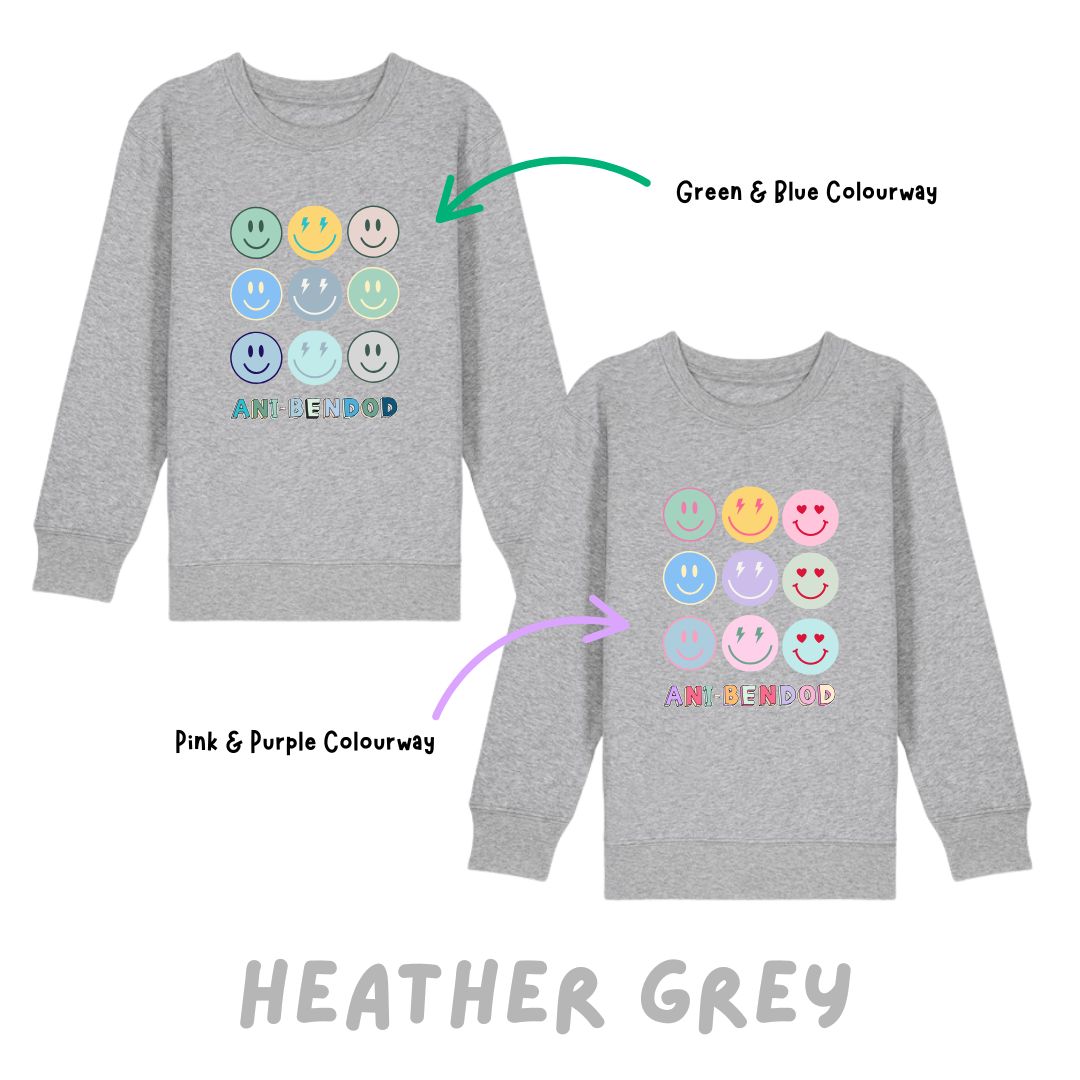Siwmper wynebau hapus | Smiley faces sweatshirt