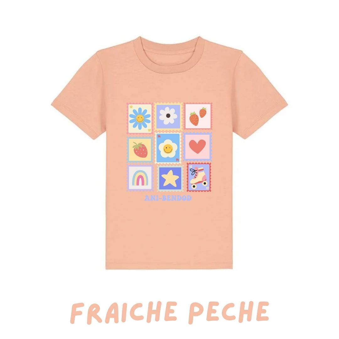 Crys t stampiau lliwgar ani-bendod | ani-bendod colourful stamps tee