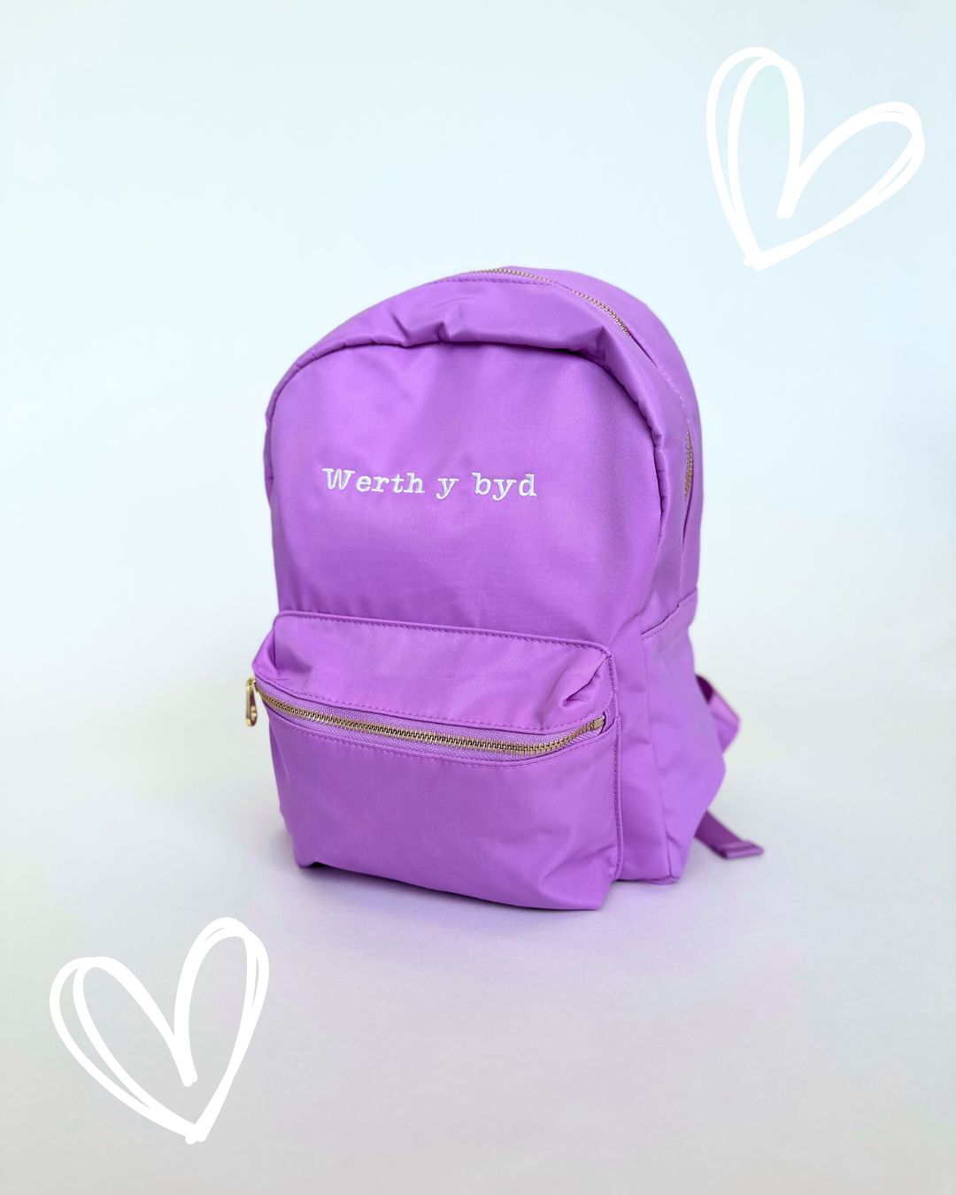 Mini backpack a cwdyn wedi'i personoli | Personalised mini backpack and pouch