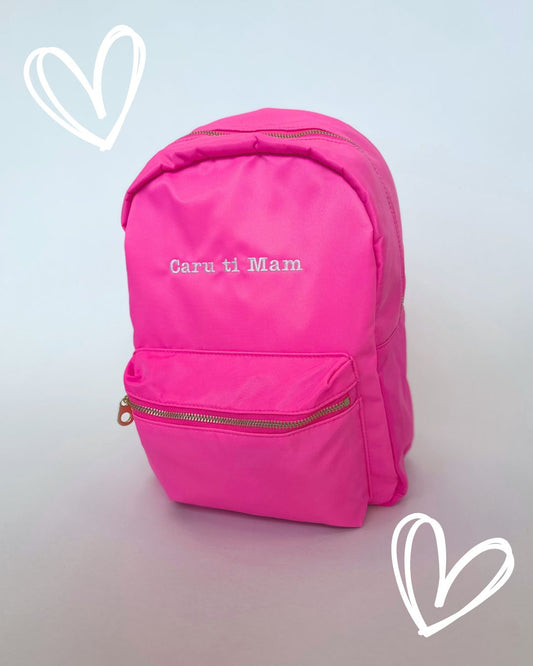 Mini backpack a cwdyn wedi'i personoli | Personalised mini backpack and pouch