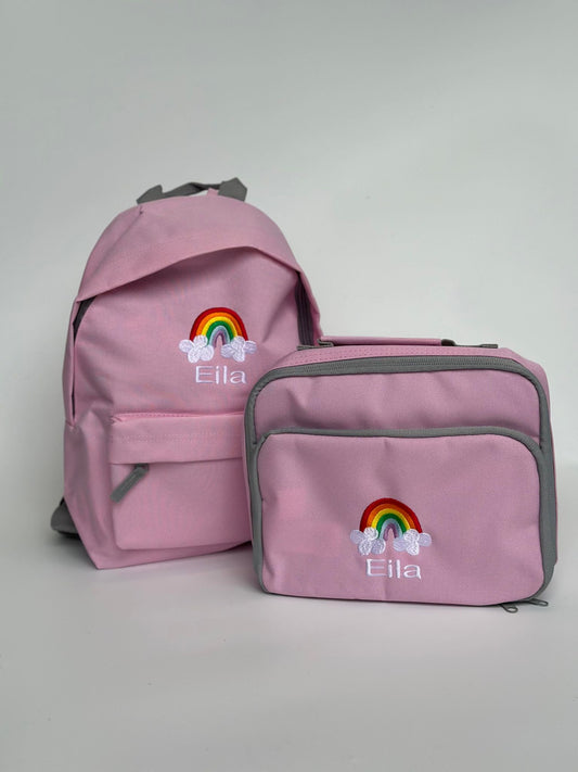 Personalised Dinosaur/Football/Unicorn/Rainbow embroided backpack/rucksack/school bag ani-bendod