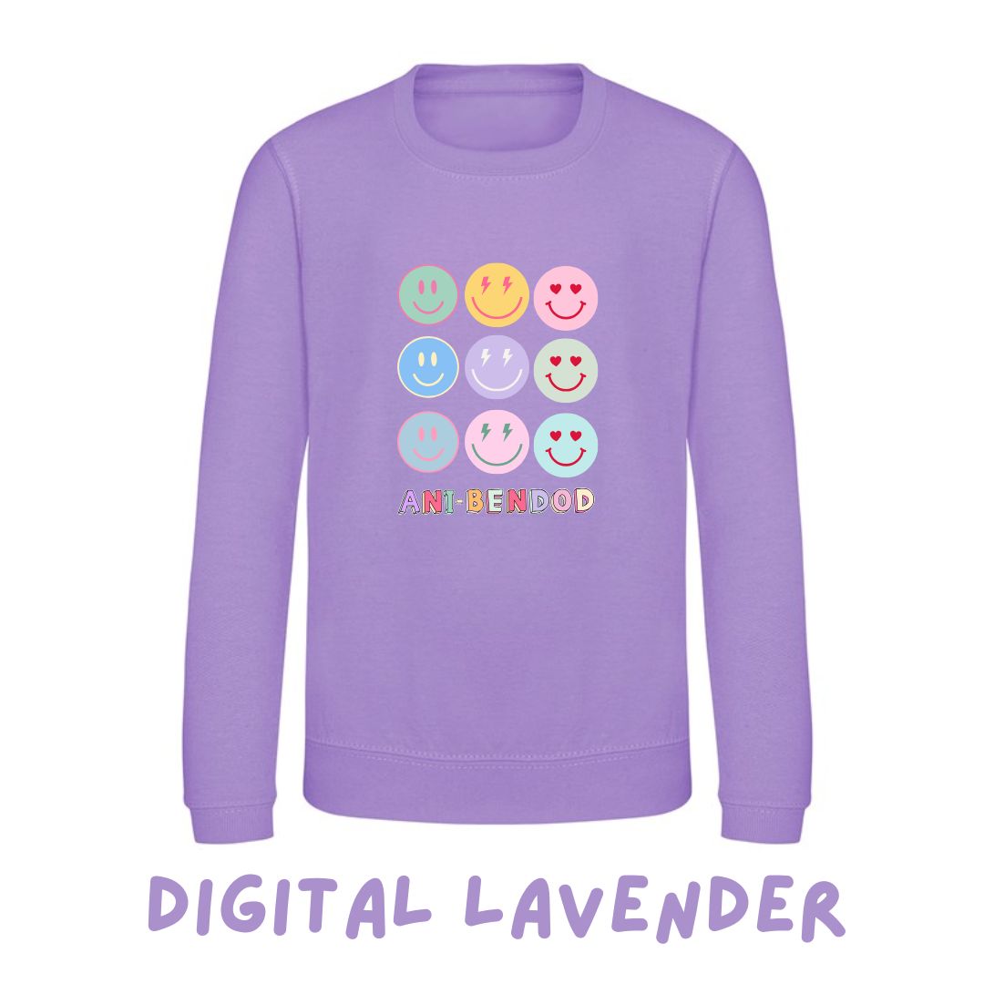 Siwmper wynebau hapus | Smiley faces sweatshirt