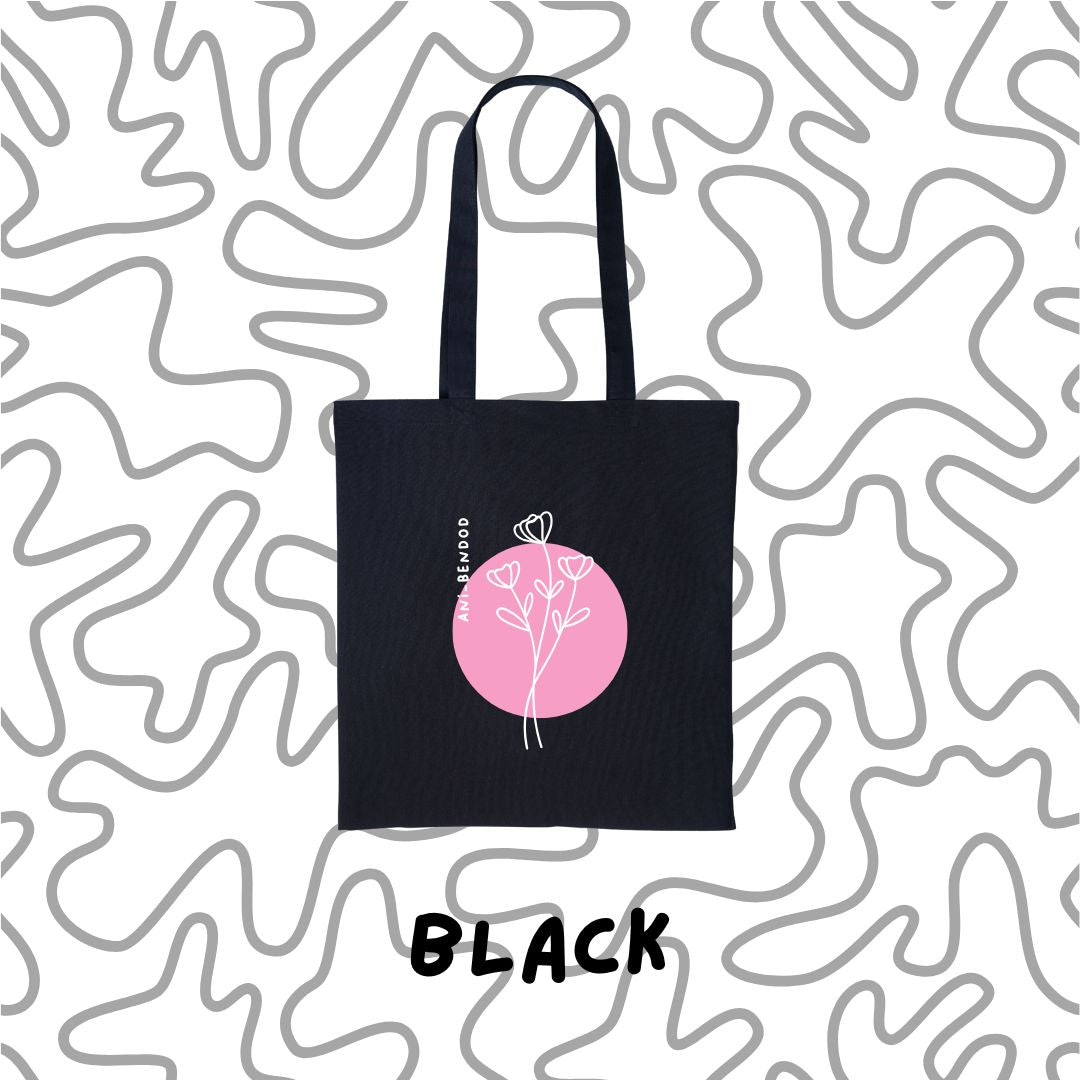 'Pink Flower' Ani-bendod Tote Bag