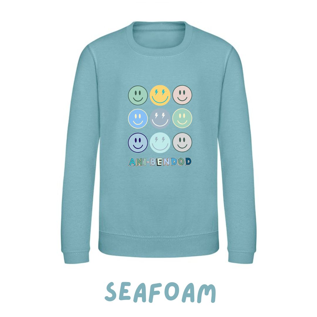 Siwmper wynebau hapus | Smiley faces sweatshirt