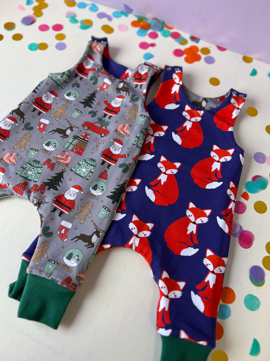 LEFTOVER STOCK - SALE Romper Reversible Nadolig/Llwynog