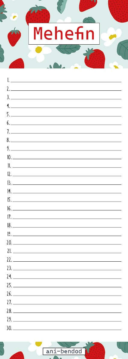 Perpetual Welsh Calendar- any year / ani-bendod/ Calendr Cadw- unrhyw flwyddyn