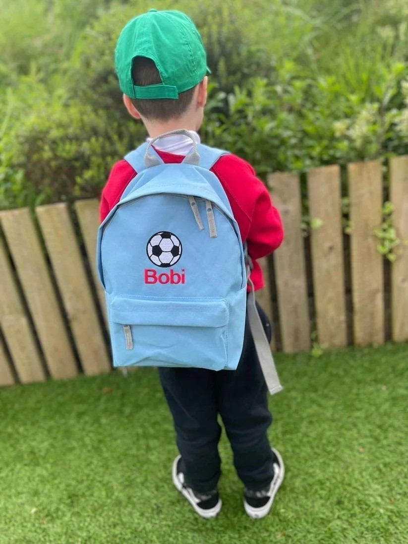 Personalised Dinosaur/Football/Unicorn/Rainbow embroided backpack/rucksack/school bag ani-bendod