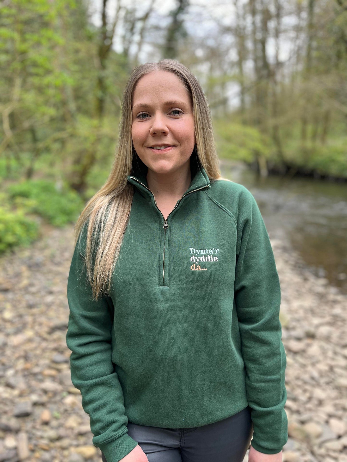 Dyma'r dyddie da 1/4 zip siwmper- ani-bendod 1/4 zip Sweatshirt
