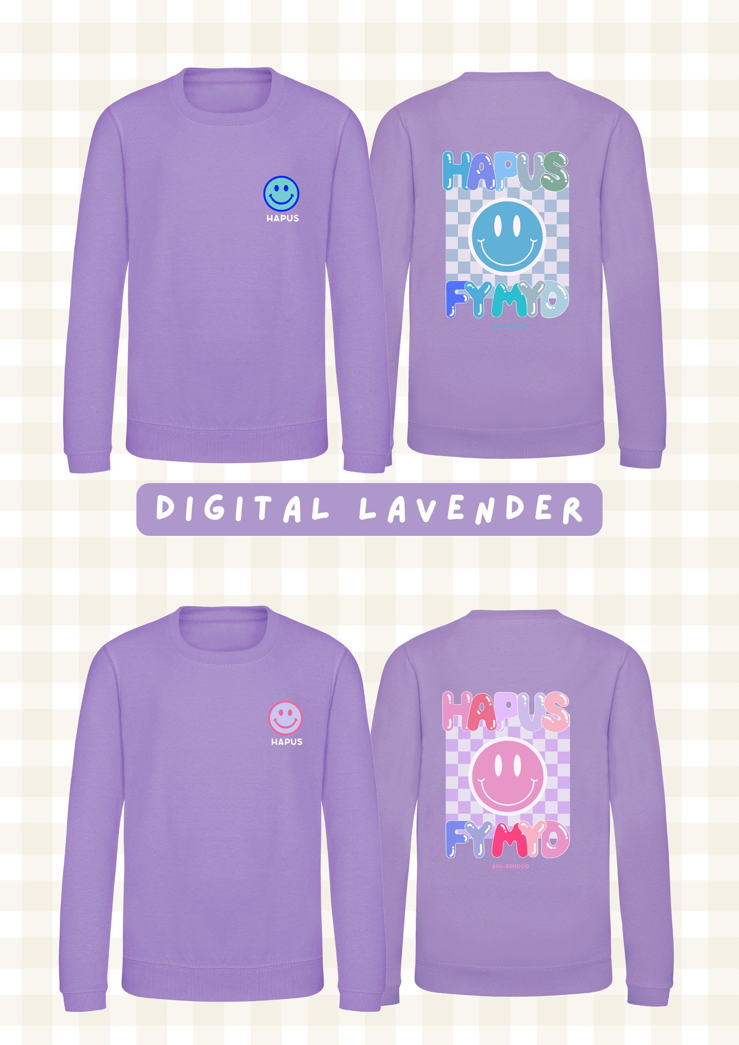 Siwmper Wyneb Hapus | Smiley Face Hoody Sweatshirt