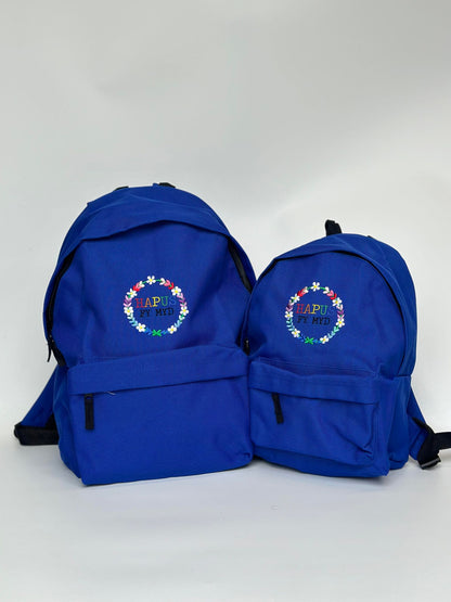 Personalised 'Hapus fy myd' embroided backpack/rucksack/school bag ani-bendod