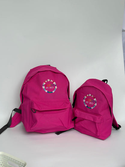 Personalised 'Hapus fy myd' embroided backpack/rucksack/school bag ani-bendod