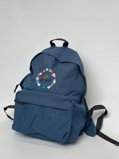 Personalised 'Hapus fy myd' embroided backpack/rucksack/school bag ani-bendod