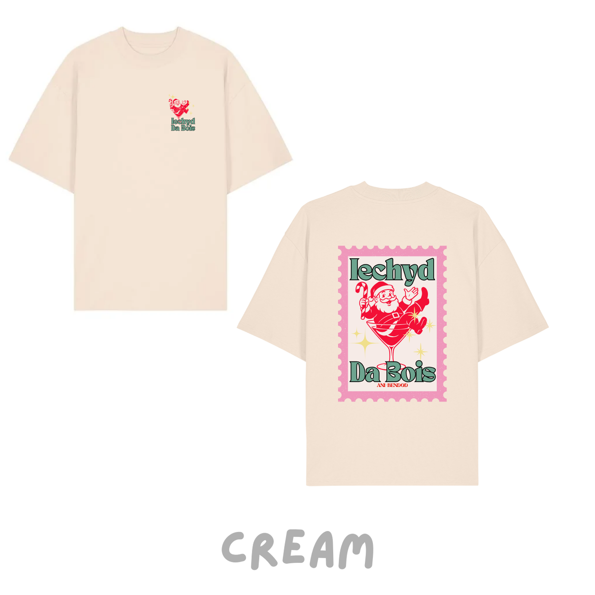 Crys T Iechyd Da Sion Corn | Santa Martini Glass Iechyd Da Oversized T-shirt