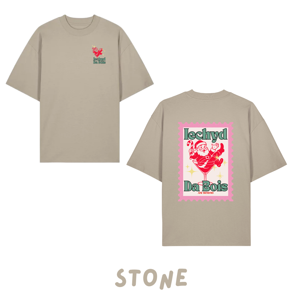 Crys T Iechyd Da Sion Corn | Santa Martini Glass Iechyd Da Oversized T-shirt