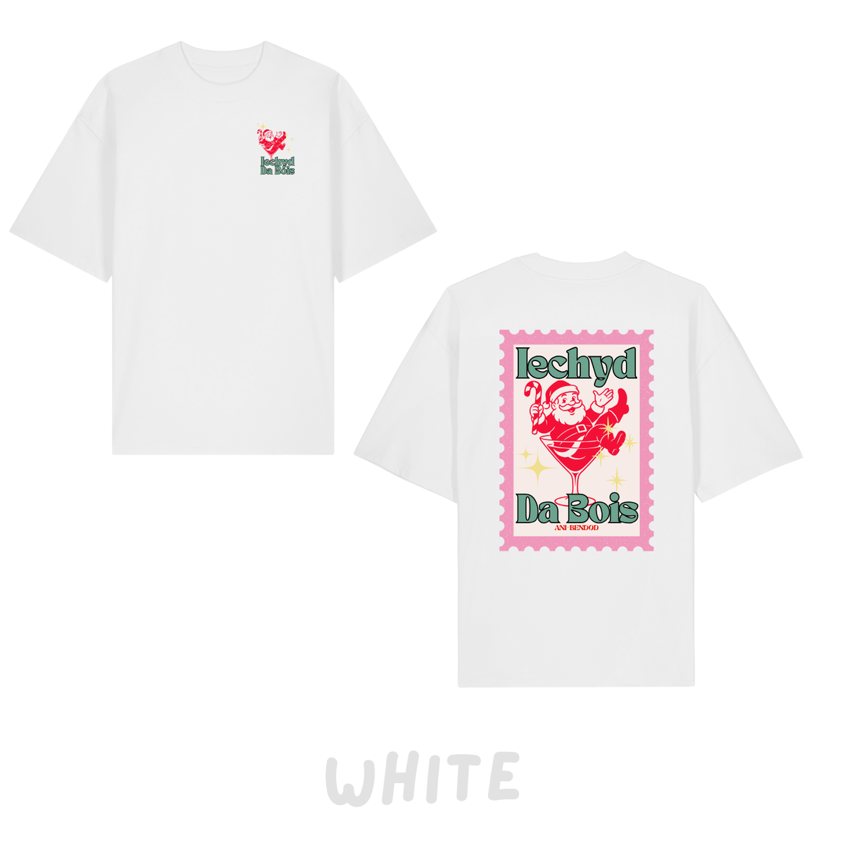 Crys T Iechyd Da Sion Corn | Santa Martini Glass Iechyd Da Oversized T-shirt