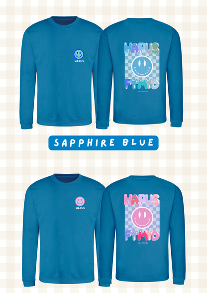 Siwmper Wyneb Hapus | Smiley Face Hoody Sweatshirt