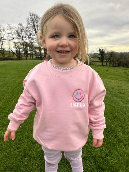 Siwmper Wyneb Hapus | Smiley Face Hoody Sweatshirt