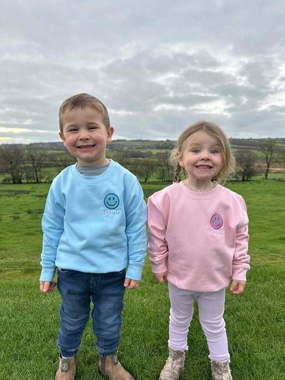 Siwmper Wyneb Hapus | Smiley Face Hoody Sweatshirt