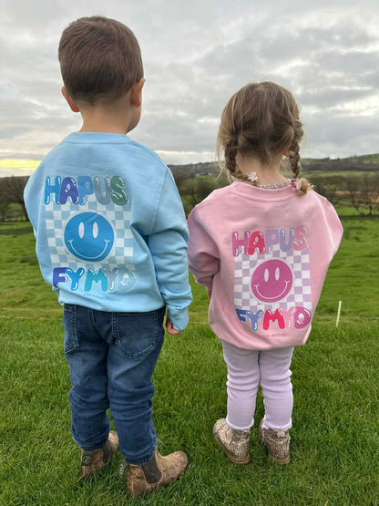 Siwmper Wyneb Hapus | Smiley Face Hoody Sweatshirt