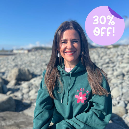 SALE Hwdi Blodyn Ani-bendod Hoodie Gwyrdd