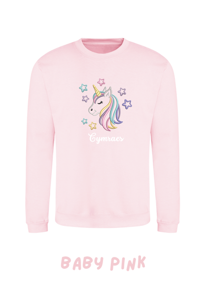 Siwmper Uncorn Cariad | Unicorn Cariad Sweatshirt