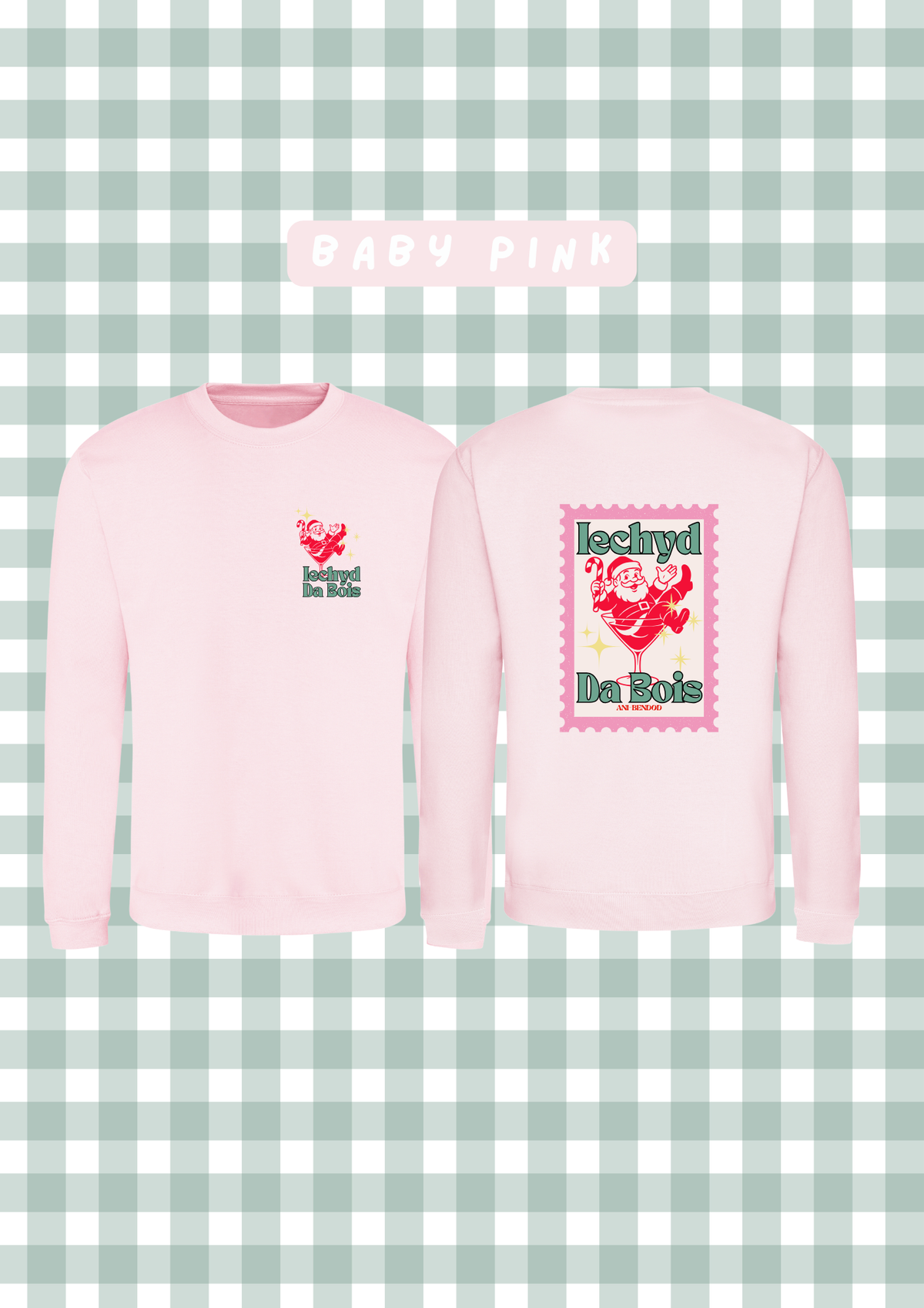 Siwmper Iechyd Da Sion Corn | Santa Martini Glass Iechyd Da Sweatshirt