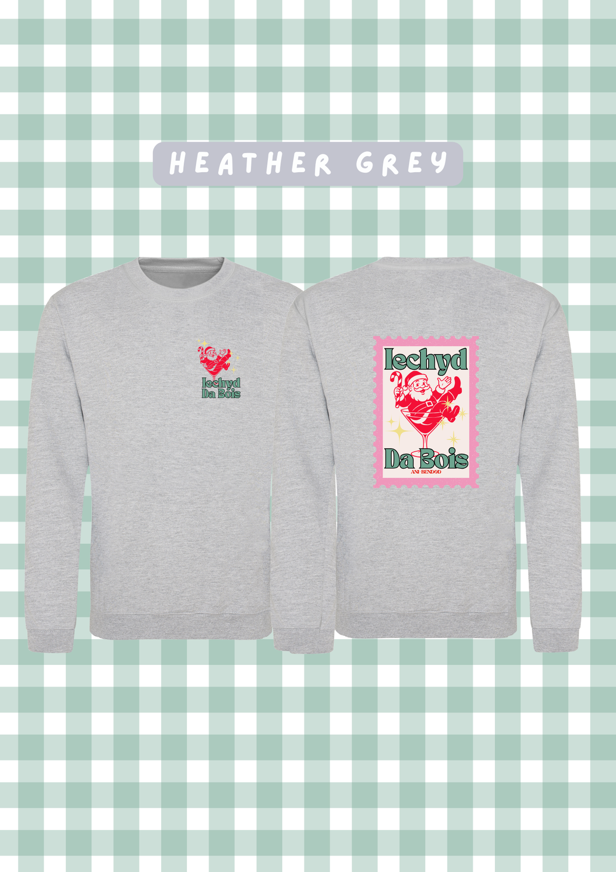 Siwmper Iechyd Da Sion Corn | Santa Martini Glass Iechyd Da Sweatshirt