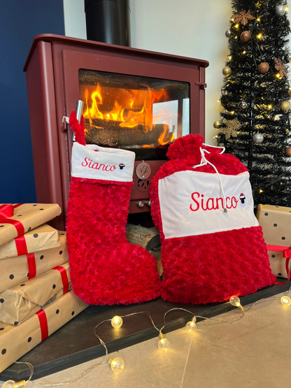 SALE! Sachau a Sanau Nadolig/Christmas Sacks and stockings - red stockings currently out of stock