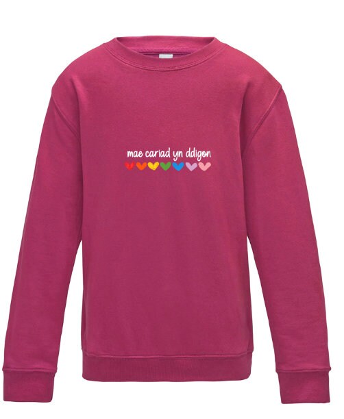 Mae cariad yn ddigon- PLANT ac OEDOLION-siwmper/sweatshirt ani-bendod