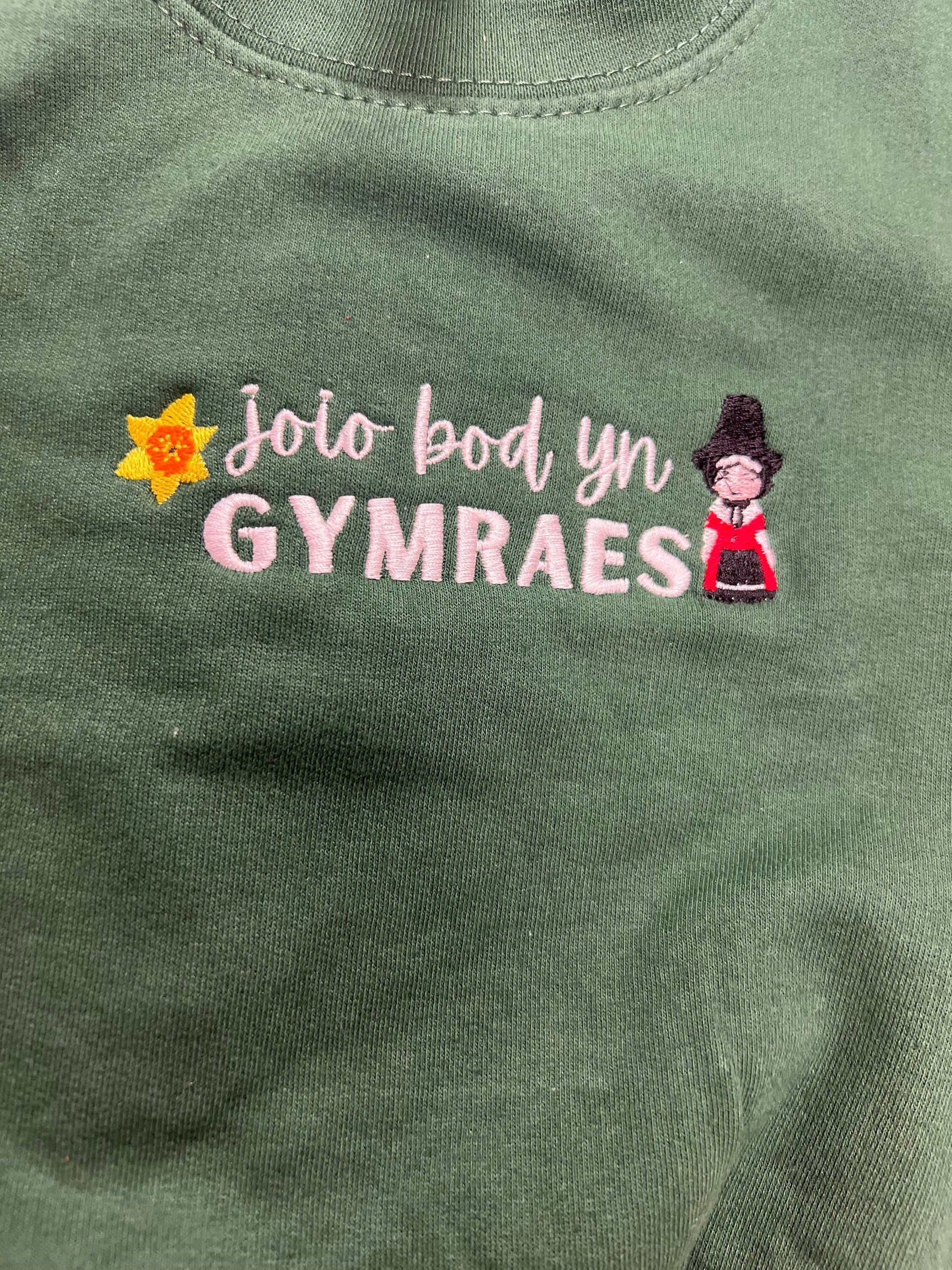 GWYRDD/GREEN siwmper- Joio/caru bod yn Gymro/Gymraes Sweatshirt plant ac oedolion- ani-bendod