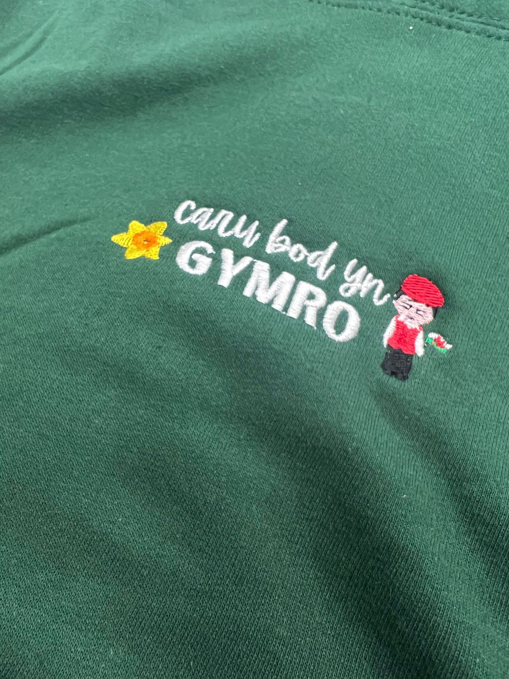 GWYRDD/GREEN siwmper- Joio/caru bod yn Gymro/Gymraes Sweatshirt plant ac oedolion- ani-bendod