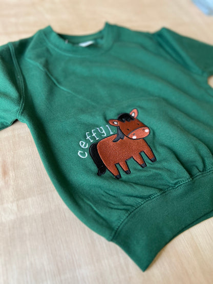 GWYRDD- Siwmper y fferm ani-bendod farm Sweatshirt GREEN