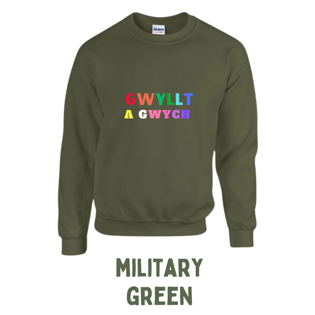 Gwych a gwyllt/Wild and wonderful adult Sweatshirt ani-bendod siwmper oedolion