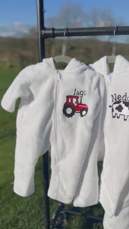 Onesies Babis wedi personoli | Baby Fluffy All in One personalised