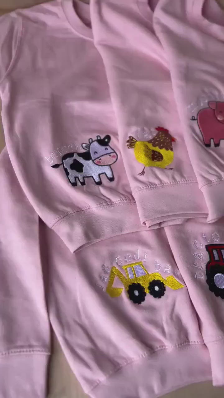 PINC- Siwmper y fferm ani-bendod farm Sweatshirt PINK